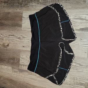 Lululemon Speed Shorts Teal & Black Animal Print